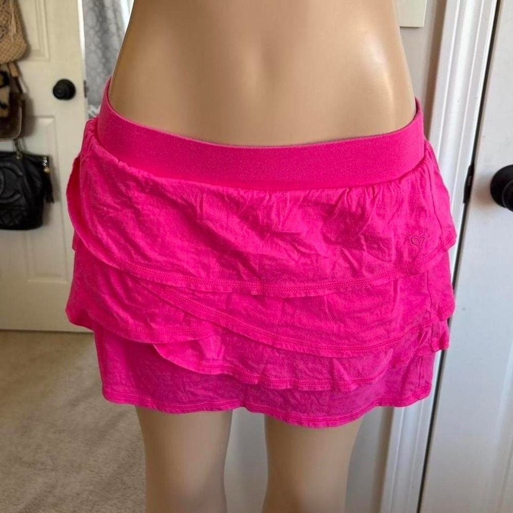 Y2K 2000s nostalgic justice Hot Pink Ruffle Mini Skirt
